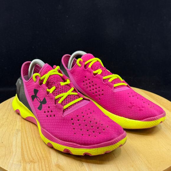 Under Armour Women's Speedform Apollo Pink/Green Running Sneakers Size 10 - Picture 4 of 10